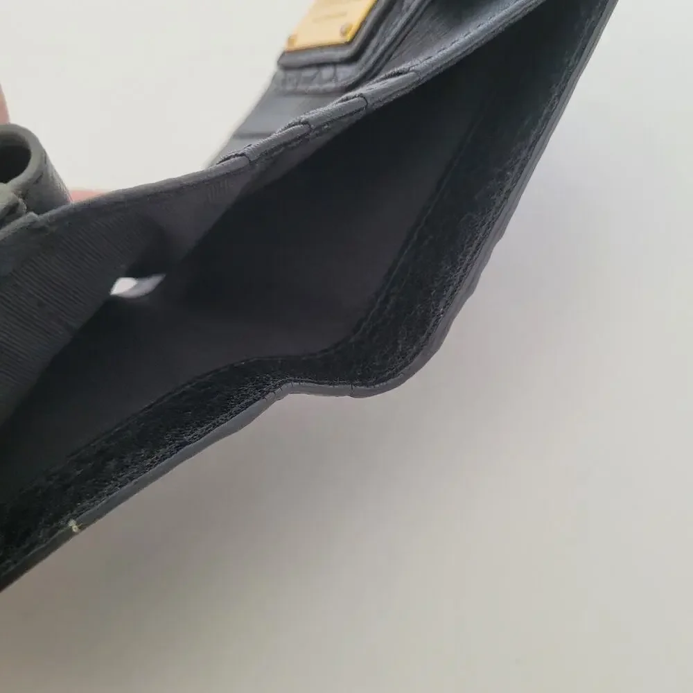 Leather Jewels‎ Leather Wallet Bifold Credit Card Bill Croc Black Small Compact